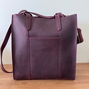 Portland Leather Goods Merlot Large Zip Lola Crossbody & Keychain Dopp